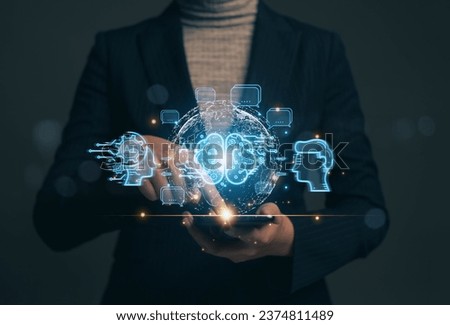 Chatbot chat with AI. Artificial intelligence. The concept of accessing imagination by feeding commands to Ai to create what is in our mind with futuristic technology through the Internet..