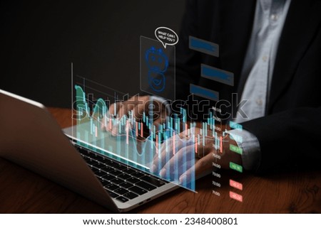 Chatbot conversation Ai Artificial Intelligence technology online customer service.Digital chatbot, robot application, OpenAI generate. financial investment stock market.Virtual assistant on internet.
