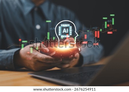 Chatbot conversation Ai Artificial Intelligence technology online customer service. Digital chatbot, robot application, OpenAI generate. Financial investment stock market. 