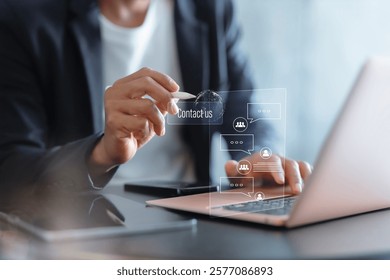 Chatbot conversation assistant. Person using online customer service with chatbot to get support. AI automatic answering machine. Artificial intelligence, customer support center, CONTACT