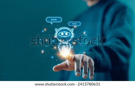 chatbot digital technology generates the information command prompt, smart robot conversation. concept of development of AI chat business communication. bot artificial intelligence open for customers.