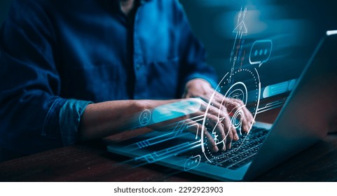 Chatbot serves as a virtual assistant, providing customers with quick and efficient access to support and information through a chat interface. CRM software automation technology - Shutterstock ID 2292923903