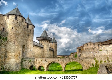 Chateau Comtal bridge located at Carcassonne, France - Shutterstock ID 113880757
