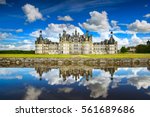 Chateau de Chambord, royal medieval french castle and reflection. Loire Valley, France, Europe. Unesco heritage site.