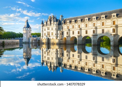 Chateau de Chenonceau is a french castle spanning the River Cher near Chenonceaux village, Loire valley in France - Shutterstock ID 1407078329
