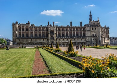 Chateau de Saint-Germain-en-Laye, around 13 miles west of Paris. Work at Chateau was begun in 1124 by Louis VI as a fortified hunting-lodge. It now - National Museum of Archaeology. France.