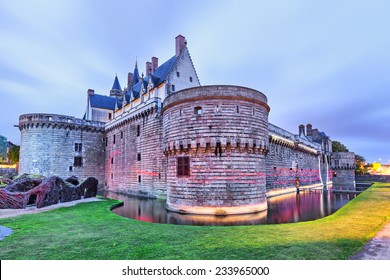 Chateau Des Ducs De Bretagne With Unusual Illumination  In Nantes, France