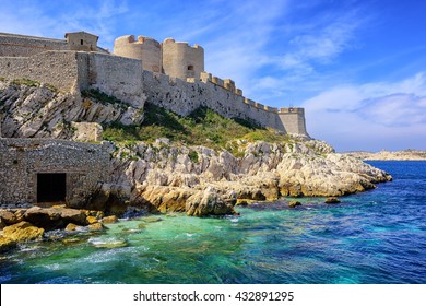 Chateau d'If castle on an island in Marseilles, France, famous through Dumas novel "The Count of Monte Cristo"
