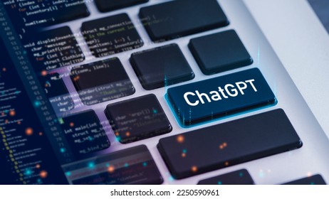 ChatGPT on the keyboard button for Chat with AI or Artificial Intelligence. smart AI or artificial intelligence using an artificial intelligence chatbot developed by OpenAI. - Shutterstock ID 2250590961