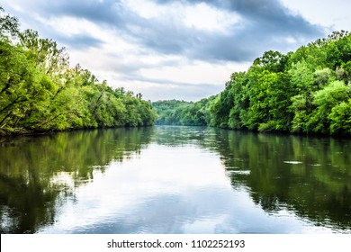 Chattahoochee River and Trees on a cloudy day