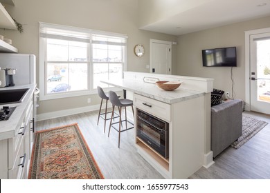 Chattanooga, TN / USA - 02 25 2020: Modern Living Room And Kitchen In Tiny Home