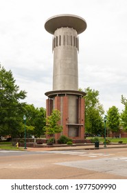 CHATTANOOGA, TN, USA-9 MAY 2021: Water Tower Park, Near Battle Academy.  Functioning 105,000 Gallon Rainwater Management Tower With Artistic Design.