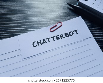Chatterbot writting on table background. 