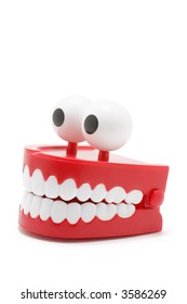 Chattering Teeth on White Background