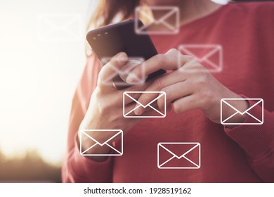 Chatting correspondence with friends online using smartphone, read messages - Shutterstock ID 1928519162
