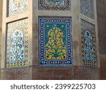 Chauburji was built in 1646, a piece of art work, Image is showing variety of colors use in the designing of motives on the Minarets of the building