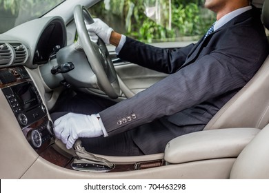 Chauffeur Driving A Car, View From Inside