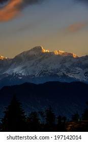 Chaukhamba Mountains Range At Sunrise