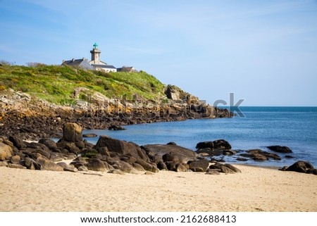Chausey island coast and lighthouse in Brittany, France