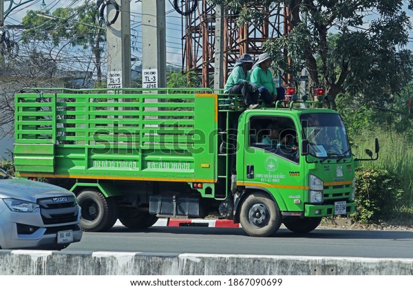CHEANGMAI-THAILAND-NOVEMBER 25 : Detail of the\
transportation truck on  the road, November 25, 2020, Cheangmai\
Province,\
Thailand.