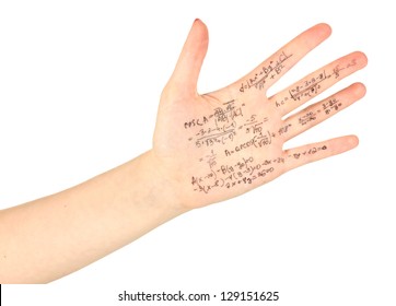 Cheat Sheet On Hand Isolated On White