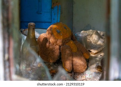 Cheburashka Toy In A House Inside Of The Chernobyl Exclusion Zone In The Ukraine