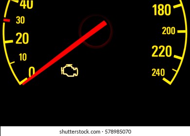 Check Engine Yellow Light On Car Dashboard