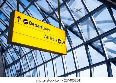 Check in, Airport Departure & Arrival information board sign - Shutterstock ID 224405254