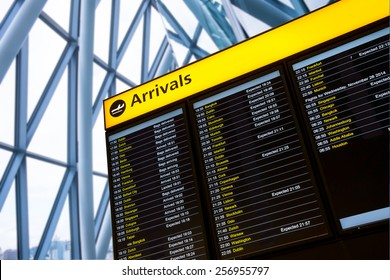 Check In, Airport Departure & Arrival Information Board Sign