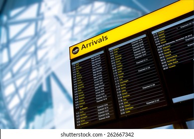 Check in, Airport Departure & Arrival information board sign - Shutterstock ID 262667342