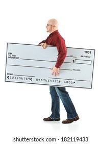 Check: Man Carrying An Oversized Bank Check