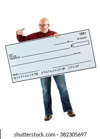 Check: Man Points To Oversized Check