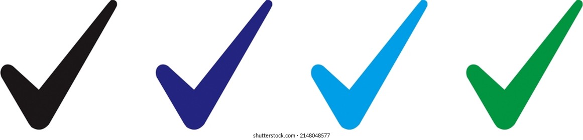 Check mark right or correct icon. Different colors checklist vector design. Check-mark icon for business, office, poster, and web designs.