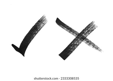 Check mark and wrong mark of handmade brush stroke isolated on white background. - Powered by Shutterstock - Get 15% off with code: PIKWIZARD15