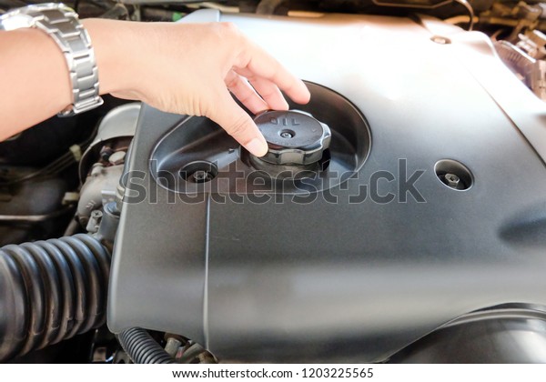 check the oil level in car\
engine