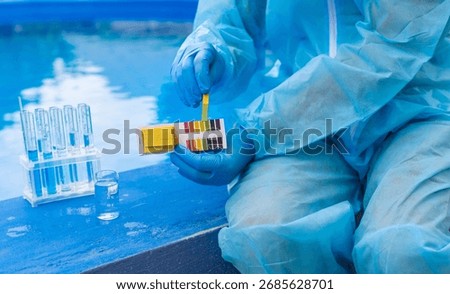 Check the pool water analysis. Selective focus. nature.