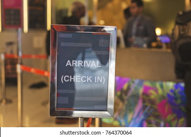 A check in sign post to notify customer in a hotel.