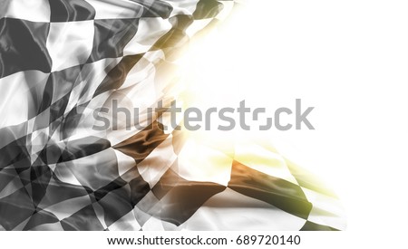 Checkered black and white racing flag. Copy space