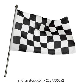 Checkered Finish Flag On White Background. Auto Racing Symbol