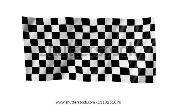 The checkered flag in 3d.The flag of\
car races, waving in the wind, on white\
background.