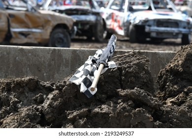 Checkered Flag By A Racetrack