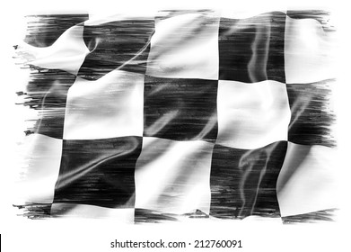 Checkered Flag On Plain Background