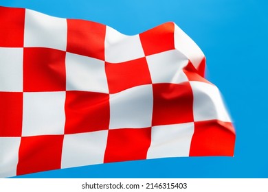 Checkered Flag Waving On Blue Background Stock Photo 2146315403 ...