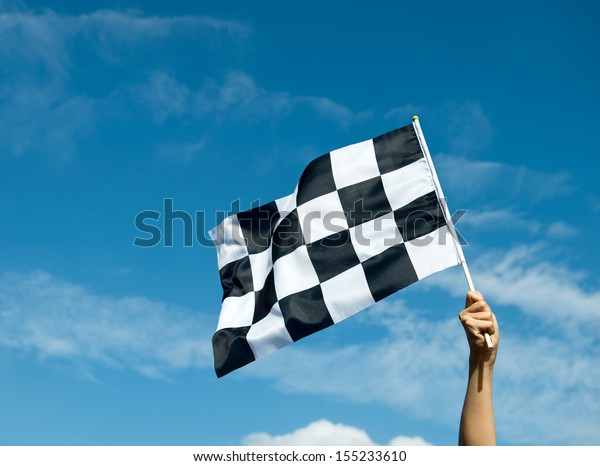 Checkered Race Flag Hand Stock Photo (Edit Now) 155233610