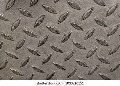 Checkered Steel Plate. Hot Rolled Corrugated Steel Sheet Texture With Lentil Grey Pattern Corrugation.