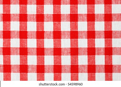 Red White Checkered Fabric Background Texture Stock Photo (Edit Now