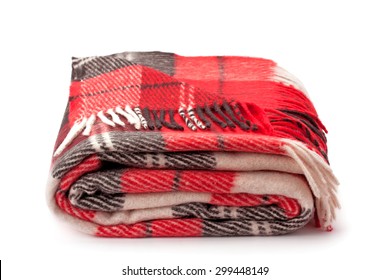 Checkered Warm Blanket Isolated On White Background