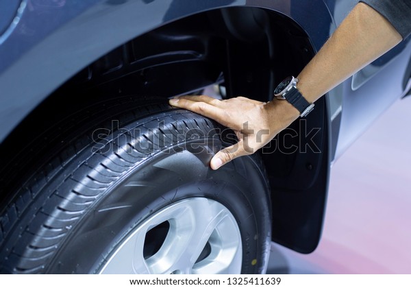 checking air pressure\
air car tire - Image