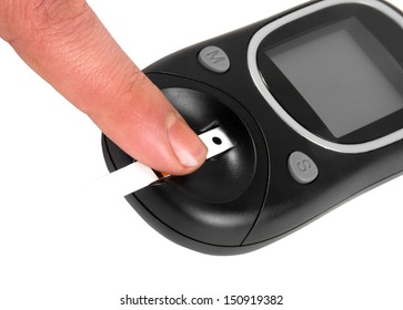 Checking Blood Sugar Glucose On Tester 