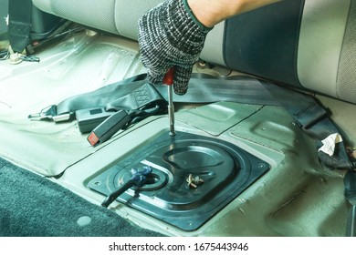 Checking car fuel pump unit, Car service. - Shutterstock ID 1675443946
